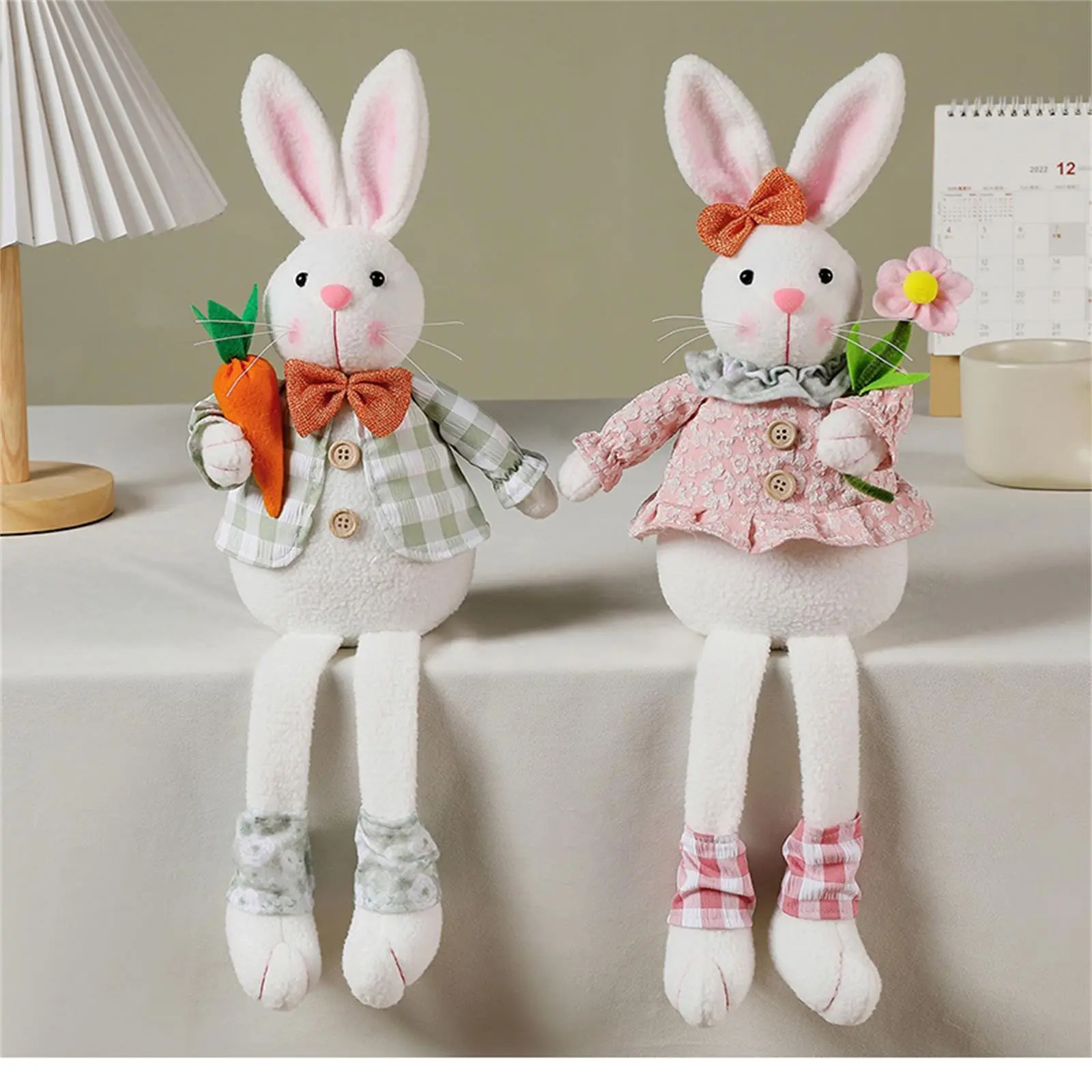 Stuffed Easter Rabbit Statue Bunny Figurine Photo Props Craft Rabbit Sculpture for Courtyard Office Garden Table Outdoor