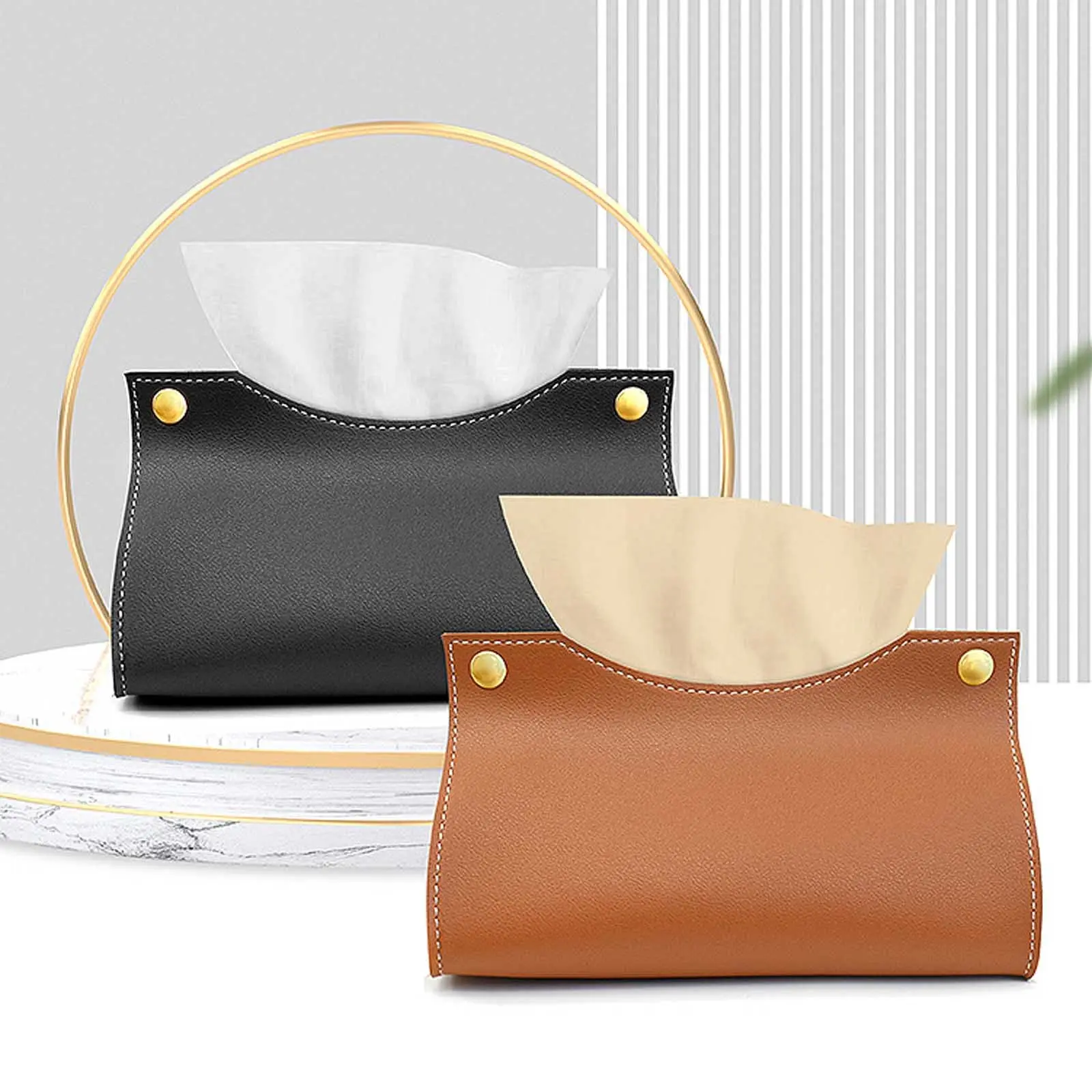 Tissue Box Holder Home Living Room Coffee Table Desktop Simple Napkin Box Kitchen Storage Paper Box PU Leather Organizers