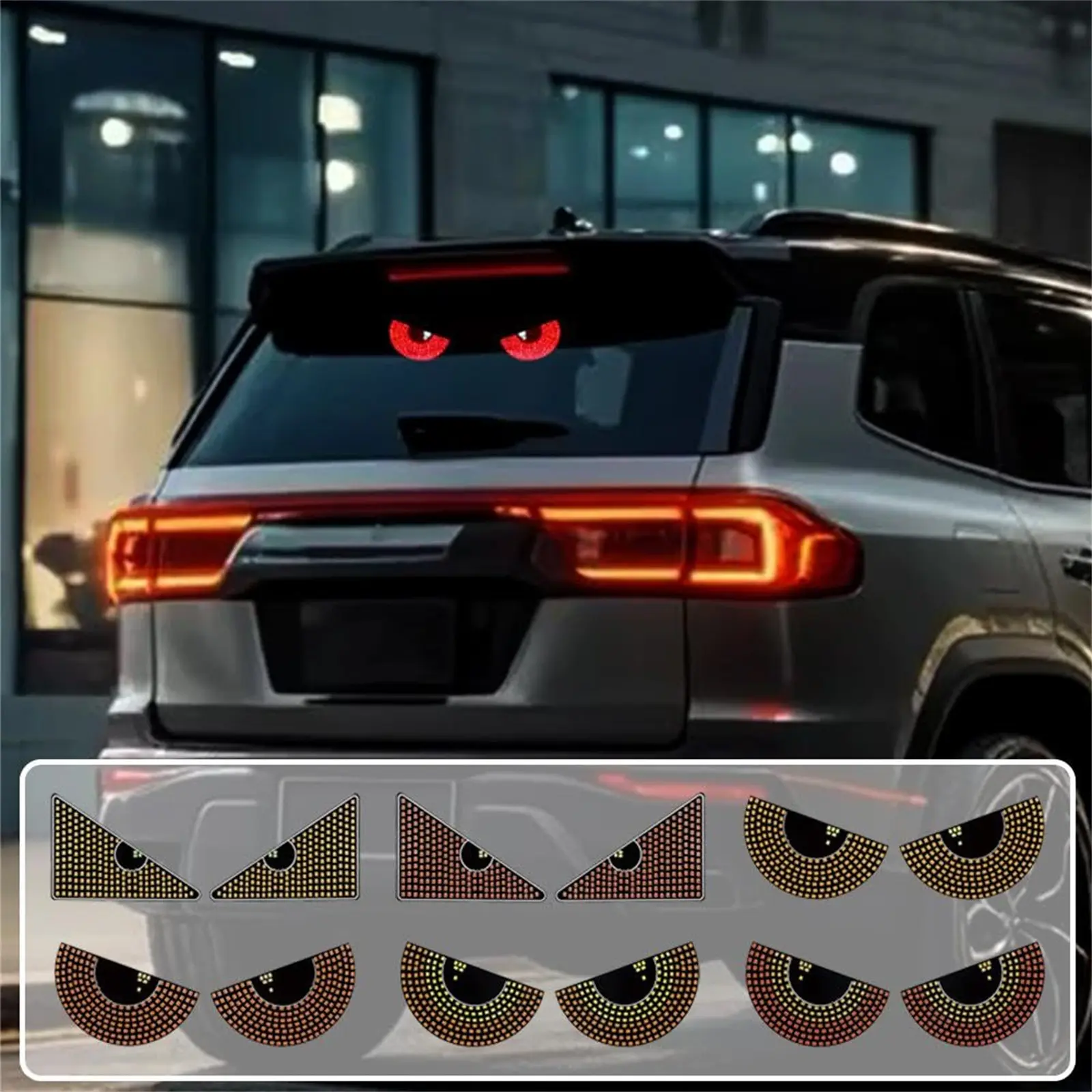 Auto Rear Windshield Dynamic Devil Eye Light APP Control Animated LED Display Triangle / Semicircle Funny Eye Light Signs