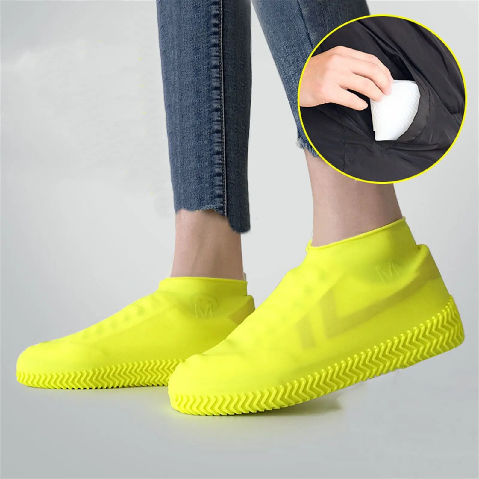 1 Pair Rubber Rain Boot Overshoes For Outdoor Use Silicone Waterproof Shoe Covers Rainy Day Shoe Cover Reusable Non-Slip Rain