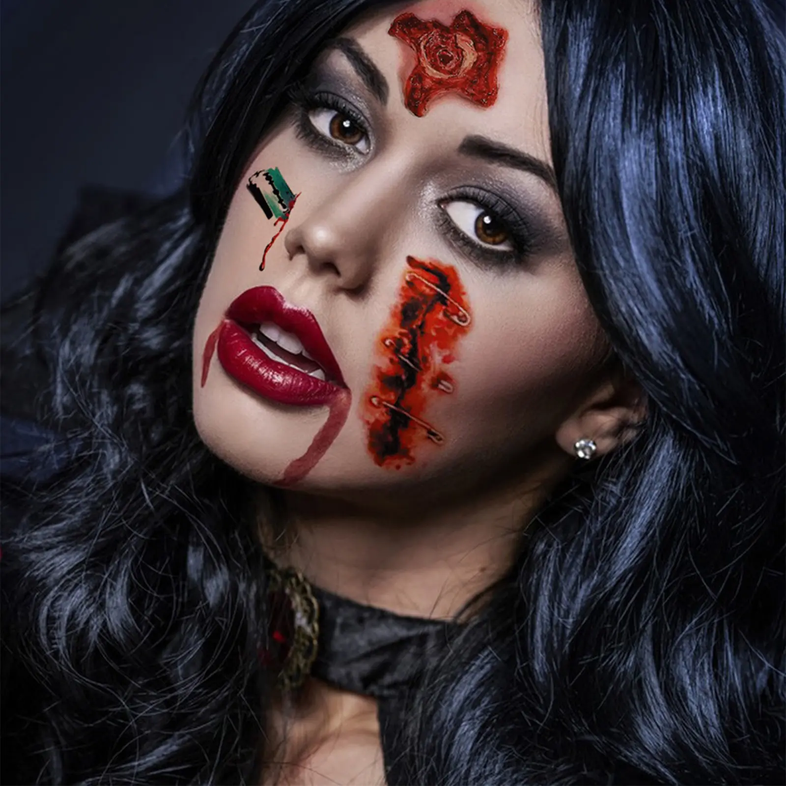 30Pcs Halloween Theme Bloody Wound Tattoo Stickers Waterproof Temporary Face Makeup Kids Party Favors Decoration