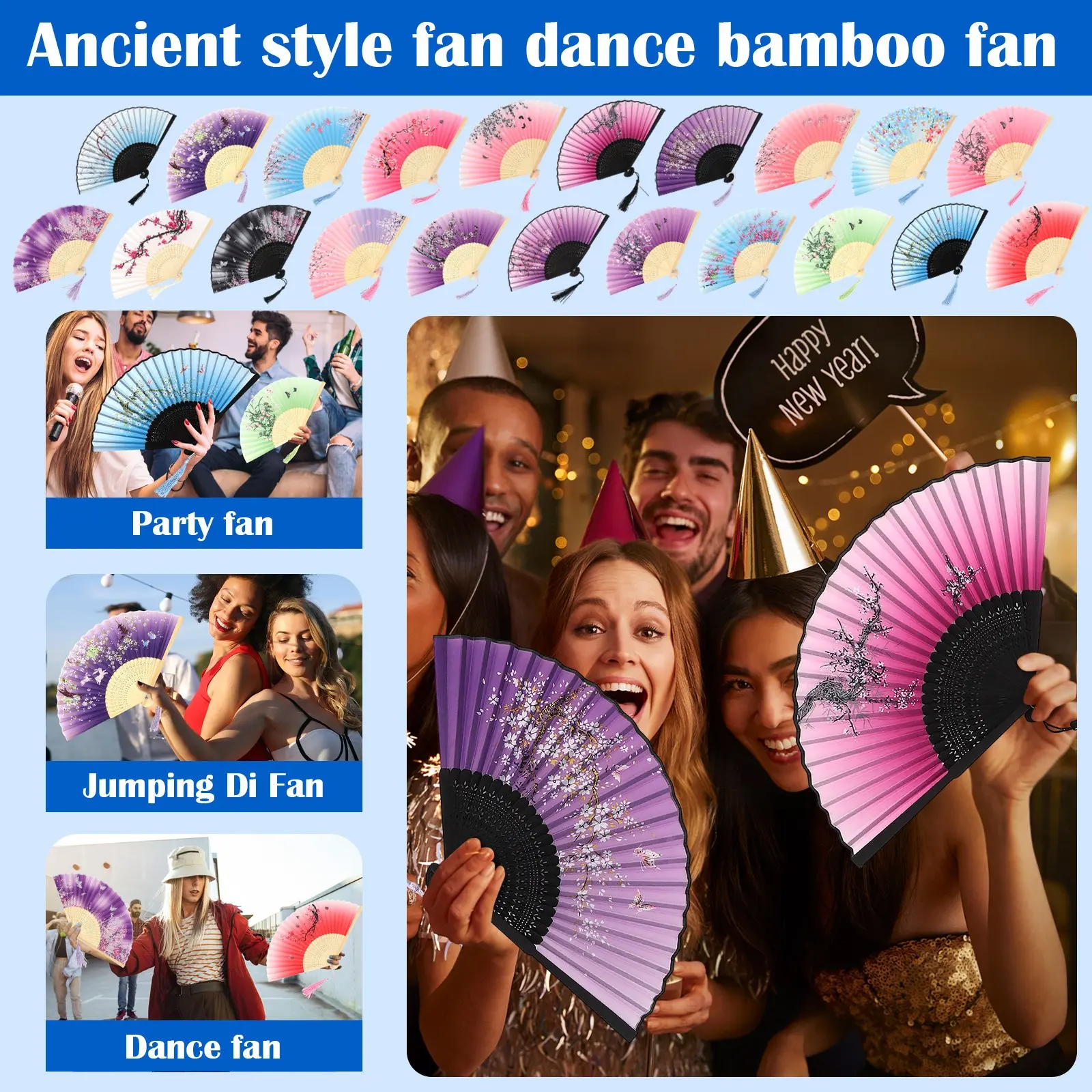 Vintage Silk Folding Fan Chinese Japanese Art Crafts Gift Home Decorations Dance Hand Fan Bamboo Room Decor Wood Fans