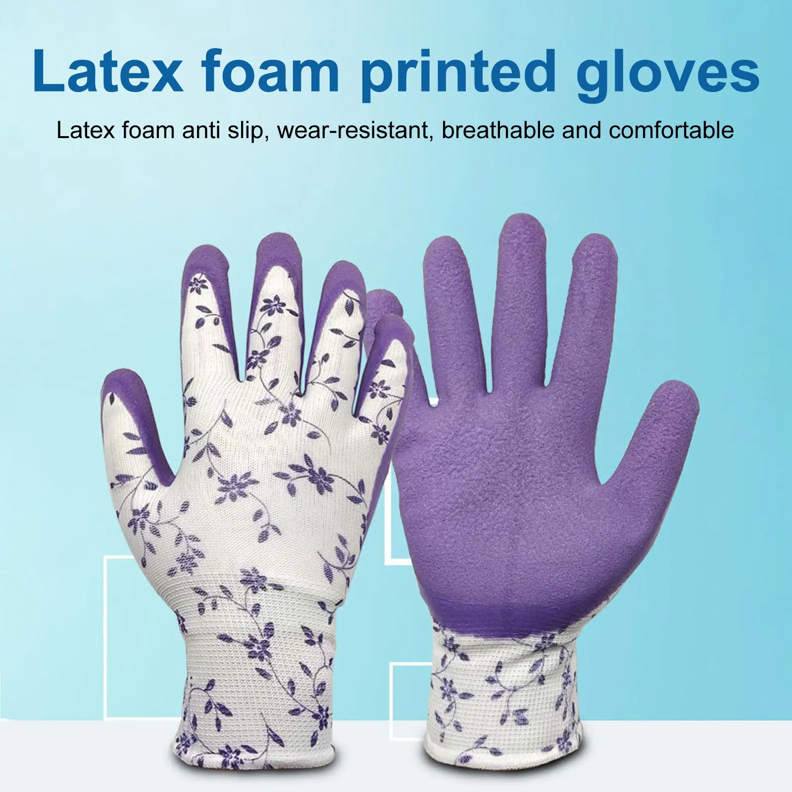 Garden Gloves One Size for Women Breathable Foam Latex Working Gloves, for Gardening Landscape DIY Rubber Gloves