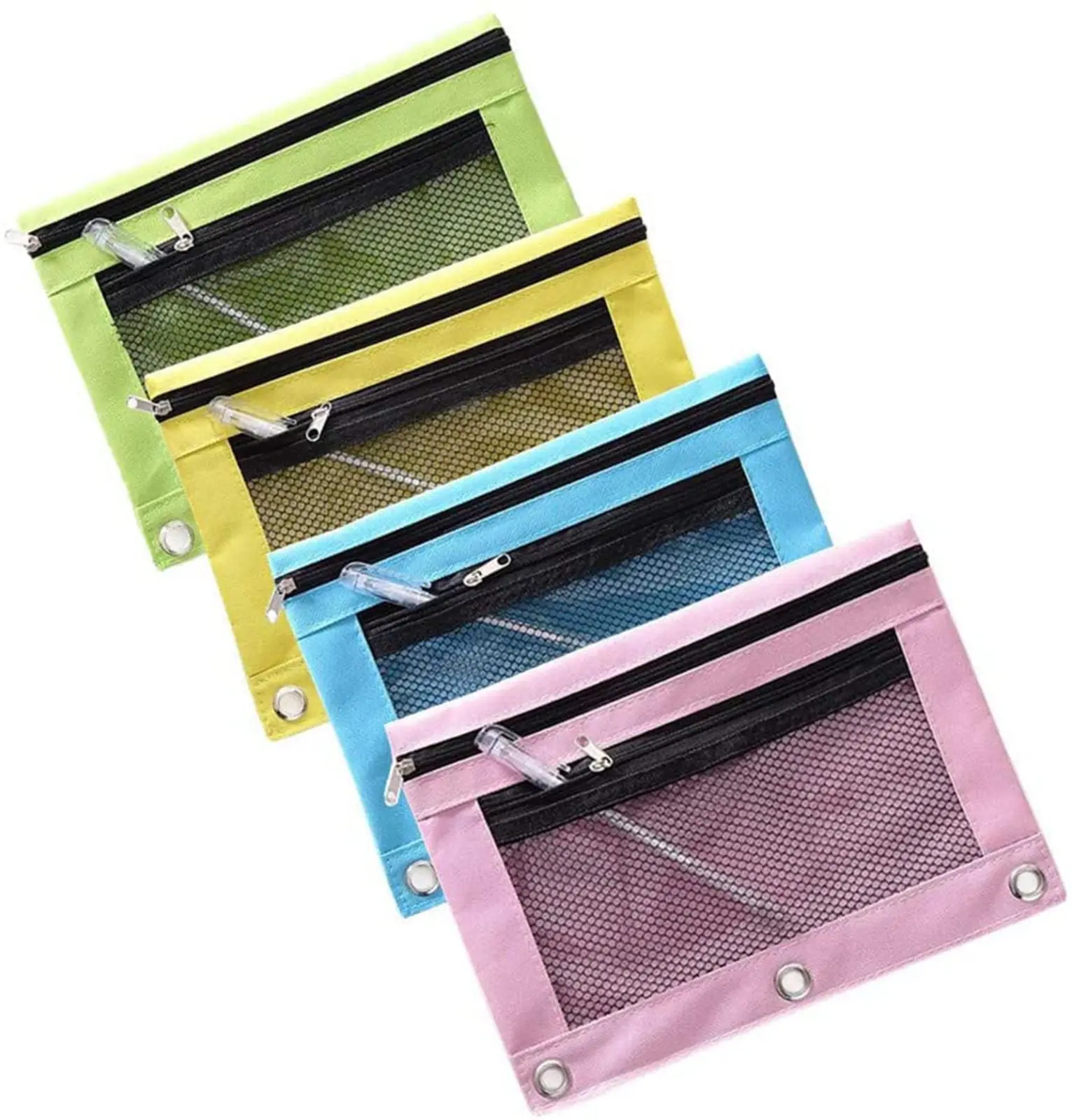 Colorful Double Layer canvas Cloth Zipper Paper File Folder Book Pencil Pen Case Bag File Document Bags