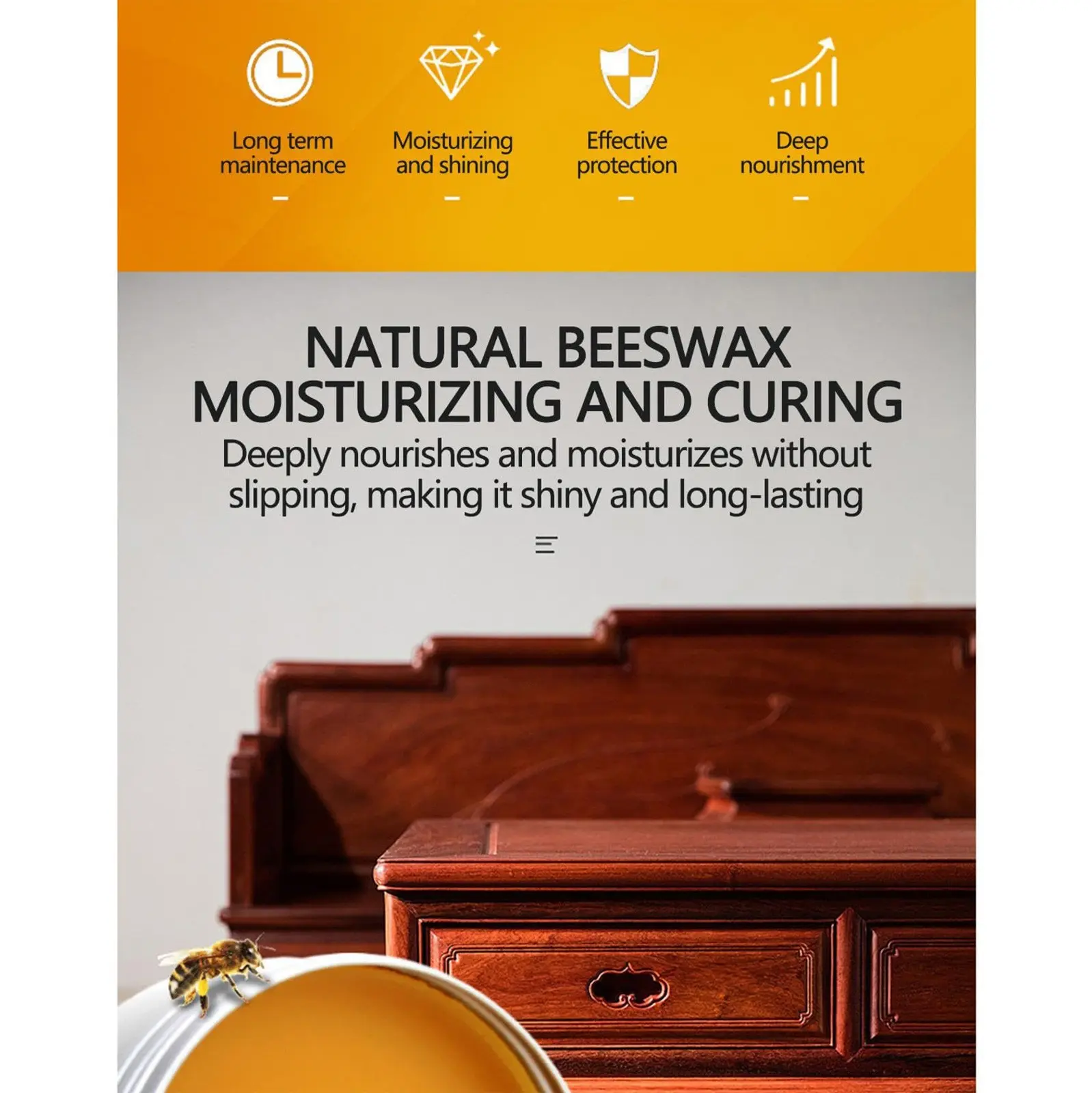 Furniture Polishing Beeswax Natural Wood Seasoning Beeswax Polishing Beewax Waterproof Wood Wax Polish Wooden Floor Care Bee Wax