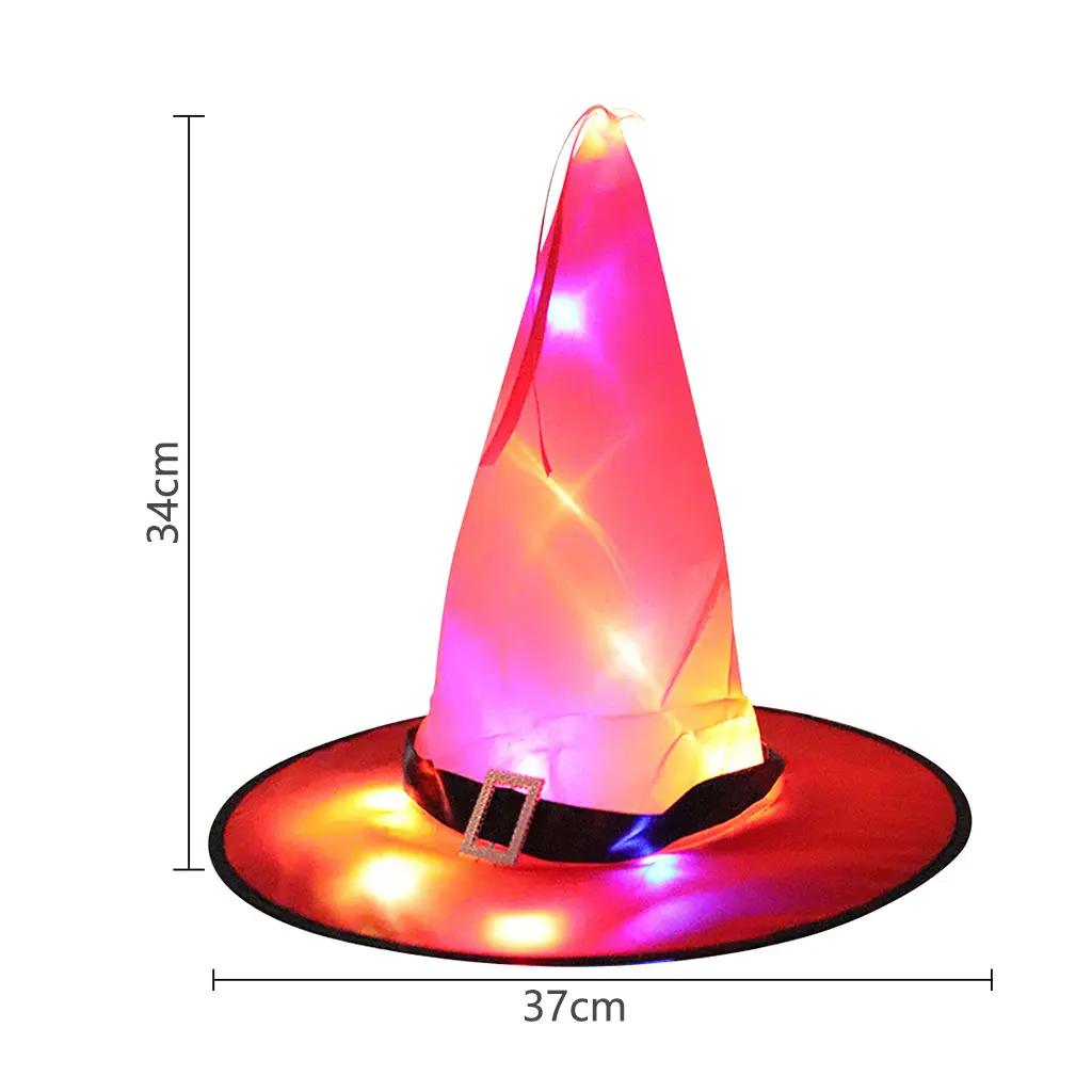 LED Halloween Flashing Light Witch Hat Starry Sky Ghost Festival Dress Up Glowing Elf Ghost Hat Lamp Home Decoration Hanging Lan