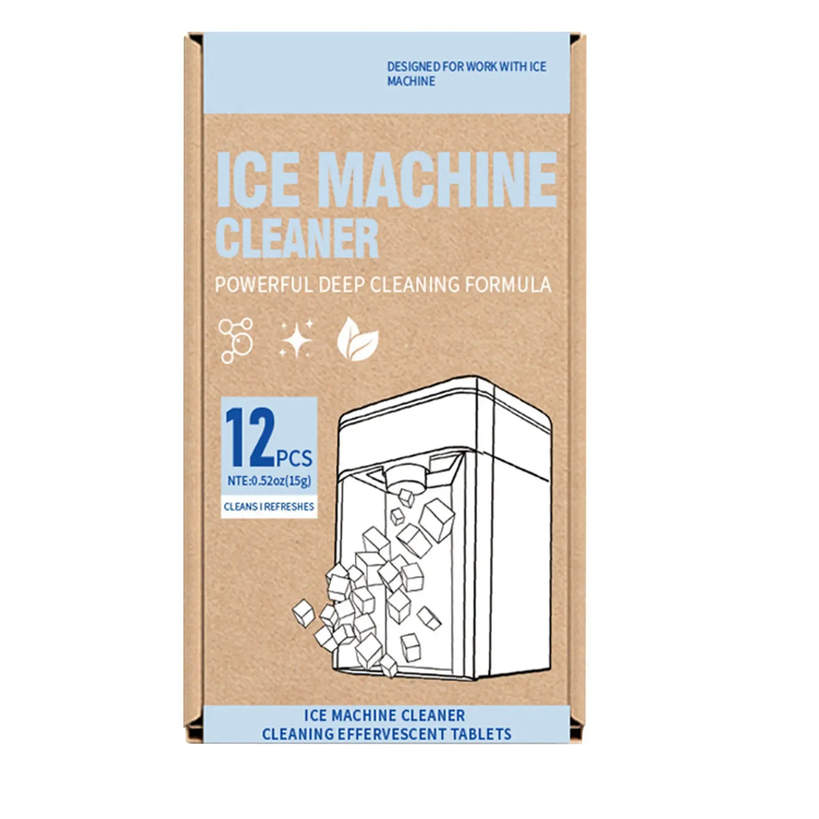 12pcs Ice Maker Cleaner Tablets Home gentle cleaning descaling and deodorizing care Appliance Accessory Stain Removal Products