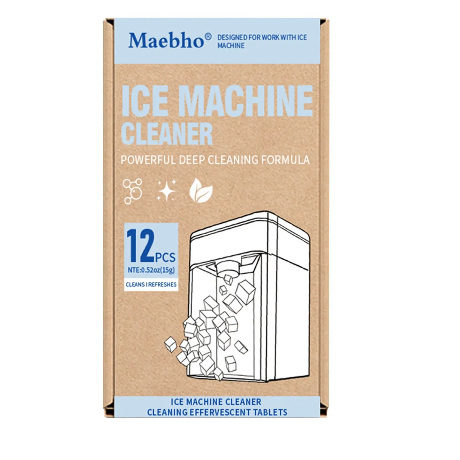 12pcs Ice Maker Cleaner Tablets Home gentle cleaning descaling and deodorizing care Appliance Accessory Stain Removal Products