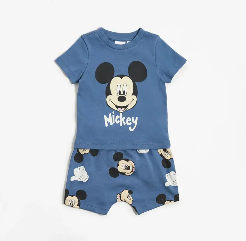 2025 Minnie Mickey Mouse Kids Baby Suits Summer Short Sleeve Tshirt + Shorts 0-4Years Toddler Girl Boy Clothes