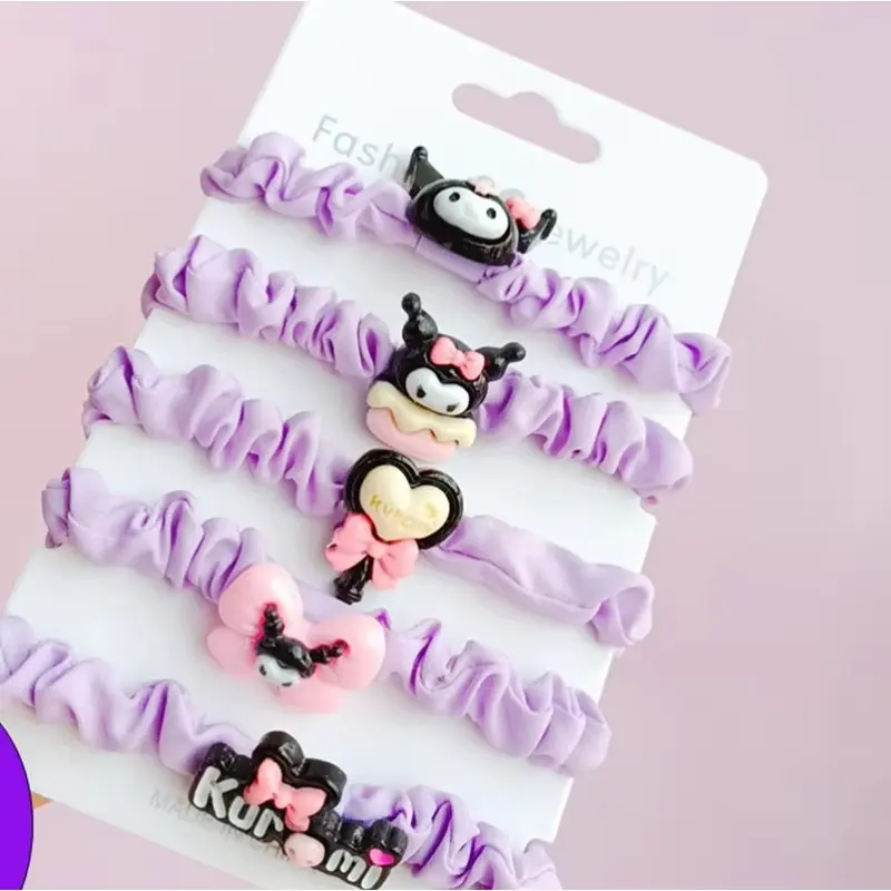 5Pcs Cute Sanrio Hair Rope for Girls Hello Kitty Hair Accessories Toddler Girl Headwear Gifts