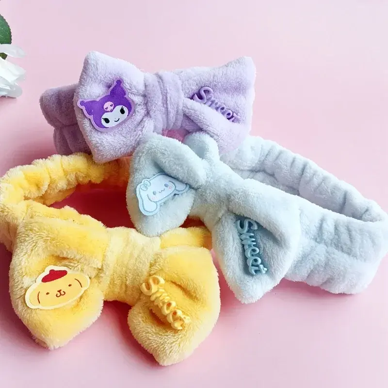 Sanrio Hello Kitty Plush Face Wash Hairbands Kuromi My Melody Makeup Headband Gifts For Girls