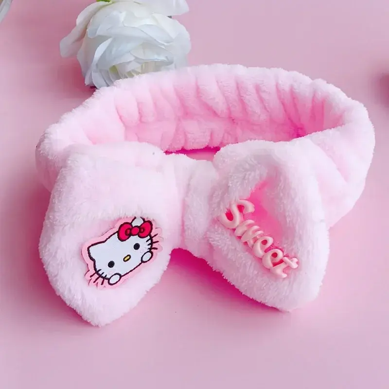 Sanrio Hello Kitty Plush Face Wash Hairbands Kuromi My Melody Makeup Headband Gifts For Girls