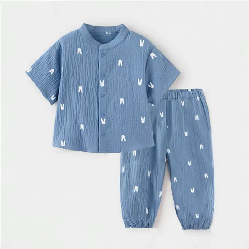 Cute Printed Kids Boy Clothes for Summer Organic Cotton Short Sleeve Top + Pant 2Pcs Toddler Boy Clothes