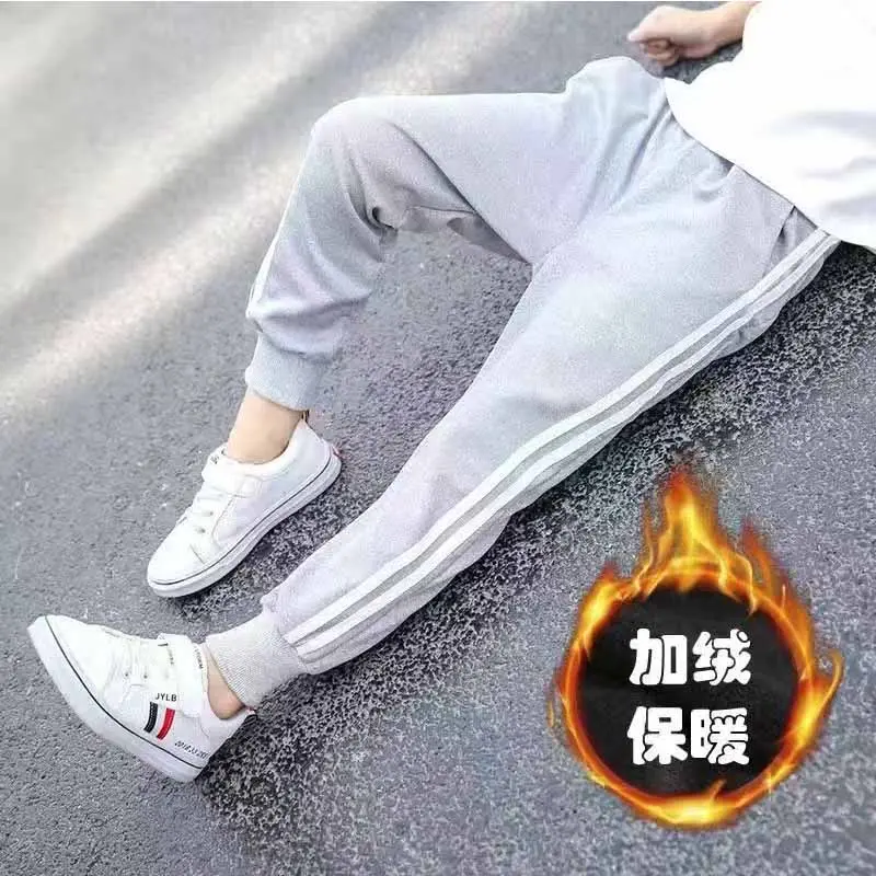 Girls Padded Thickened Pants Boys One Fleece Warm Sweatpants Autumn Winter New Children's Casual Sweatpants 3-10 Years Old