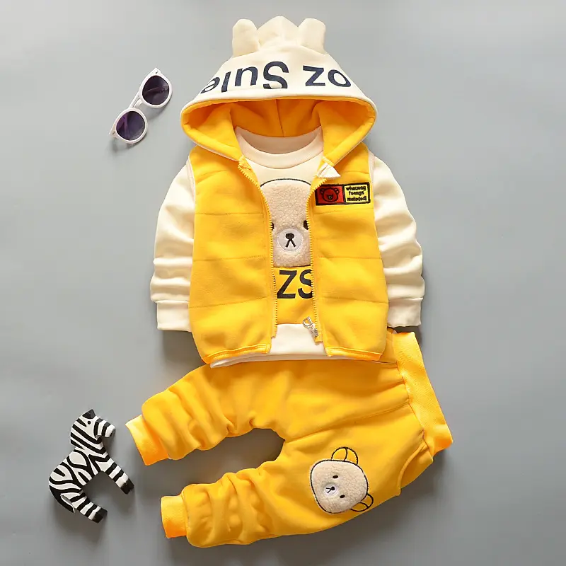 Winter Thicken Warm Sets Boys Autumn Suit Baby Girl Hooded Coat Pants 3Pcs Clothes Kids Sport Outfits Infant Baby Clothes