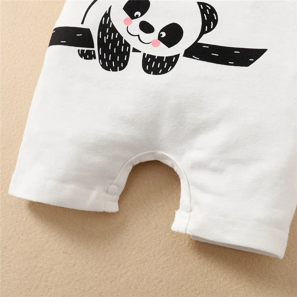 2Pcs Baby boy Bodysuit Cartoon Cute Panda Print Short sleeved Summer Bodysuit+Hat for Newborns aged 0-18 Months