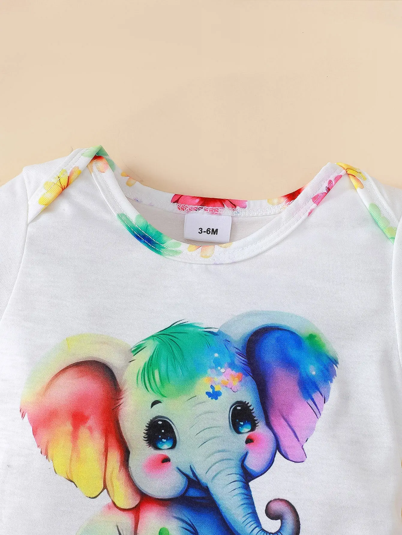 Children's clothing Girl Cartoon Cute Colored Elephant+Headband and Printed Shorts Suitable Babies Aged 0-2 Summer Fashion Set