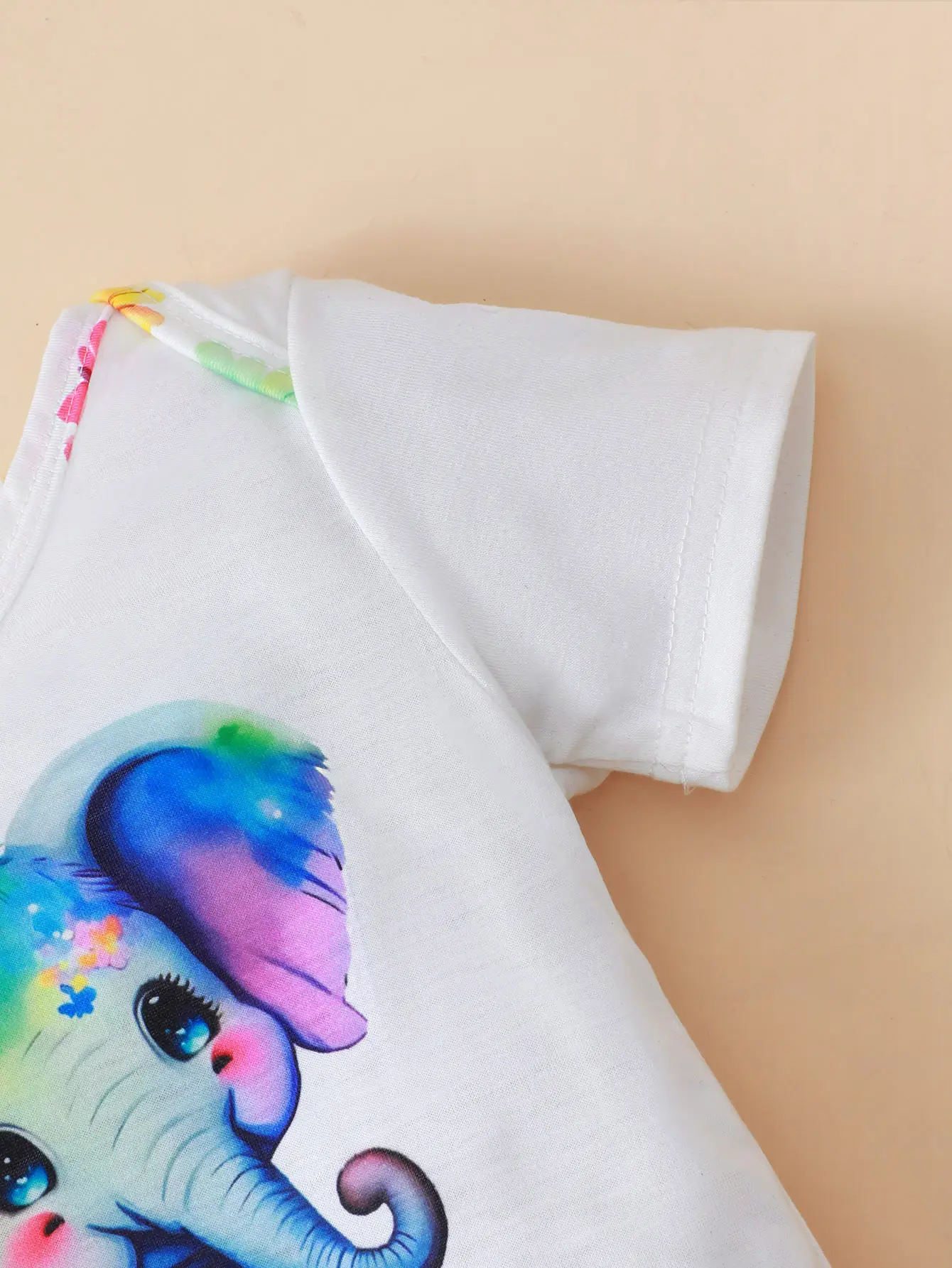 Children's clothing Girl Cartoon Cute Colored Elephant+Headband and Printed Shorts Suitable Babies Aged 0-2 Summer Fashion Set