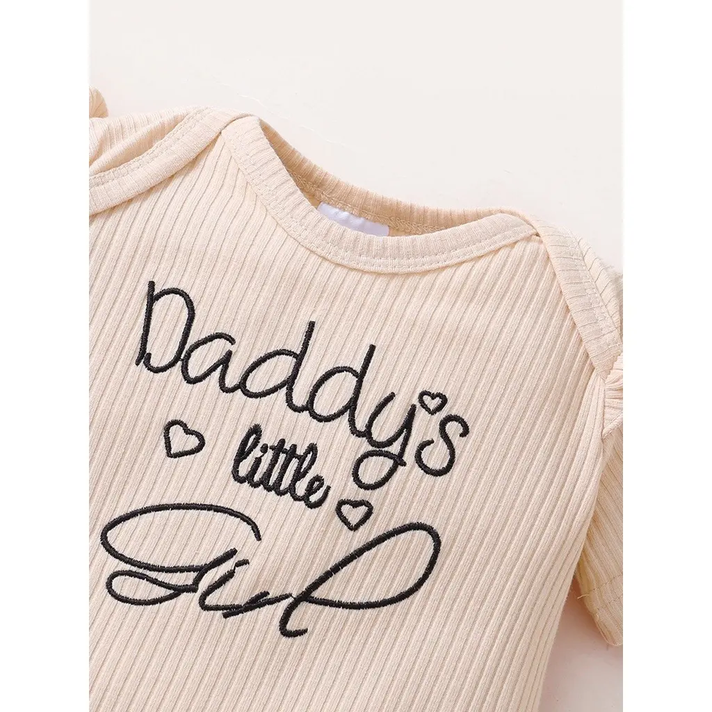 0-18 Months Baby Girl Set Ruffle Letter Short sleeved+Printed Pants+Bow 3Pcs Summer Casual Set Baby Clothing