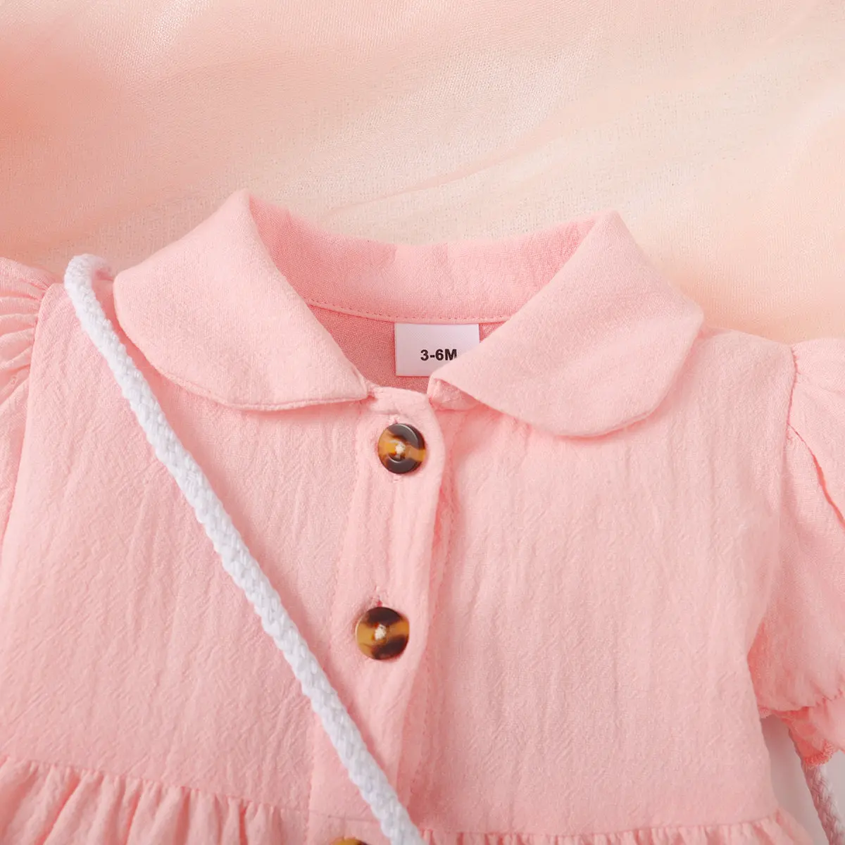0-24 Months Baby Girl Dress Bubble Sleeve Solid color Dress+Lace Edge Small Bag 2Pcs/Set Toddler Baby girl Summer Dress