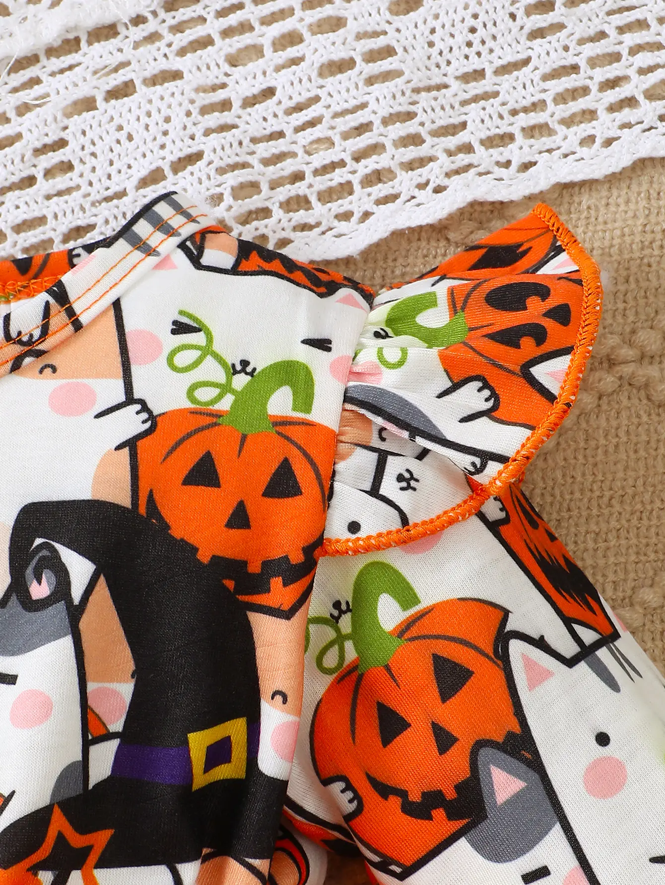 0-3 Year old Children's Girl Dress Round neck Cartoon Halloween Element  Tulle Long sleeved Dress Girl Halloween Party  Dress