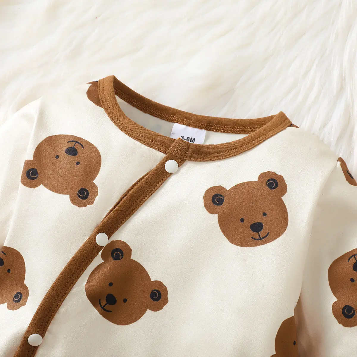 Newborn Bodysuit Baby Boy Cute Little Bear Pattern Long sleeved jumpsuit+Hat Suitable for 0-18 Month old Baby Crawling Clothes