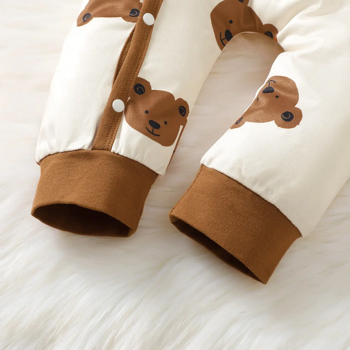 Newborn Bodysuit Baby Boy Cute Little Bear Pattern Long sleeved jumpsuit+Hat Suitable for 0-18 Month old Baby Crawling Clothes