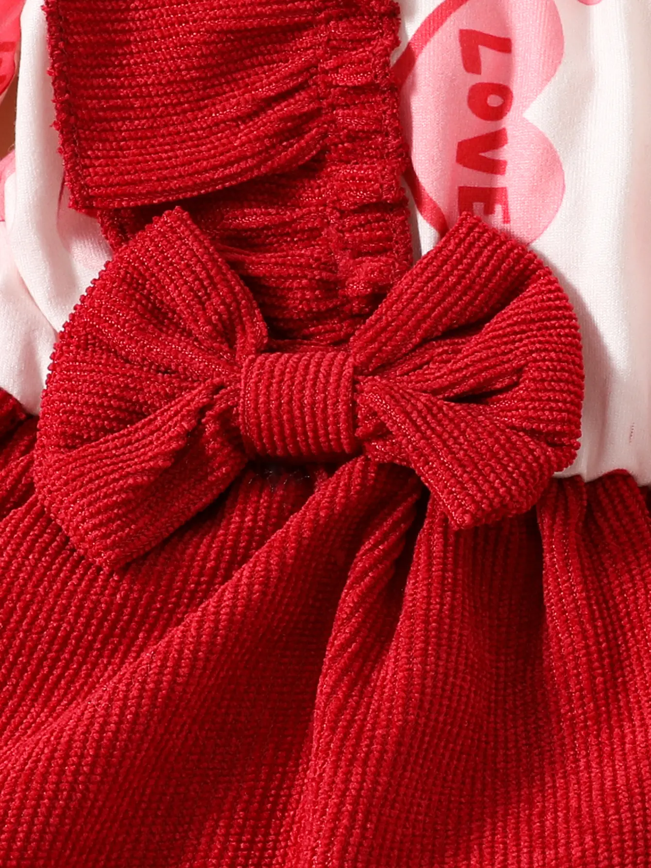 Baby girl autumn dress Love Print Red Ruffle Edge Fashionable Dress Butterfly Bow 2Pcs suitable for 0-18 Months old Baby Girls