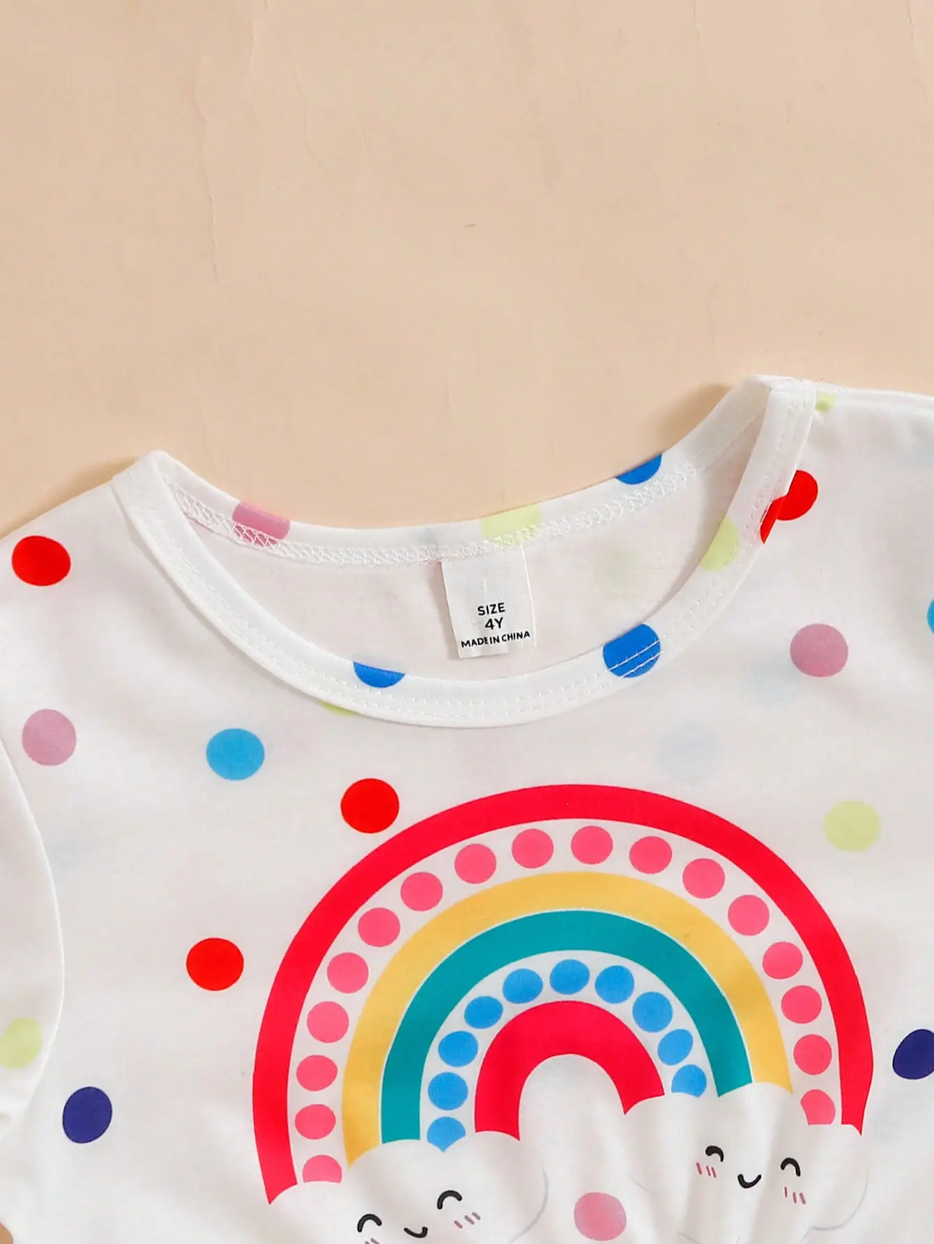 4-7 Year Children Girls Spring  Autumn Dress Rainbow Polka Dot Long sleeves Dress Girl  Fashionable Clothing