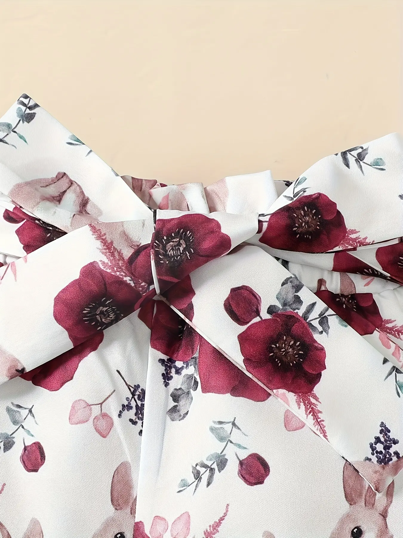 0-18 Months Newborn Baby girl Flying sleeve Cute Small Rabbit Jumpsuit+Rabbit Printed Shorts Set Baby girl Easter Costume