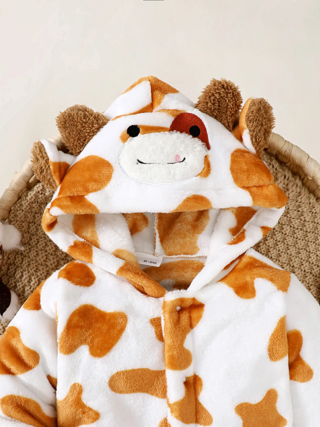 0-18 Month old Baby boy Plush Jumpsuit Hooded Long sleeved Warm Jumpsuit suitable for Newborns' Autumn and Winter Clothing