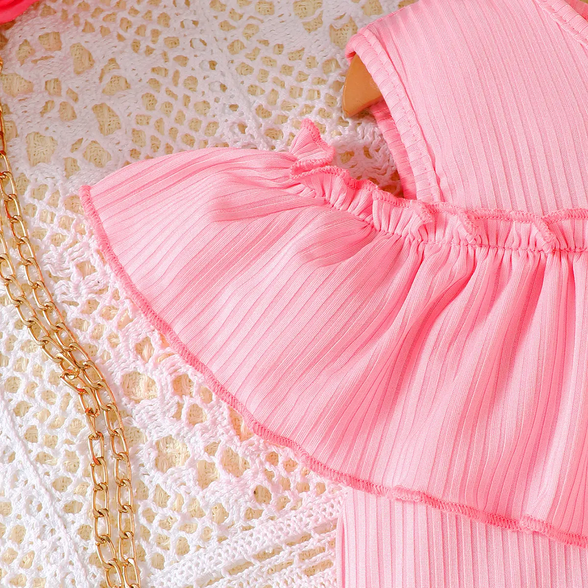Children's girls'Set Ruffled off Shoulder Top+Irregular Skirt Two-piece set for 4-7 year old girls' Summer Party Fashion Set