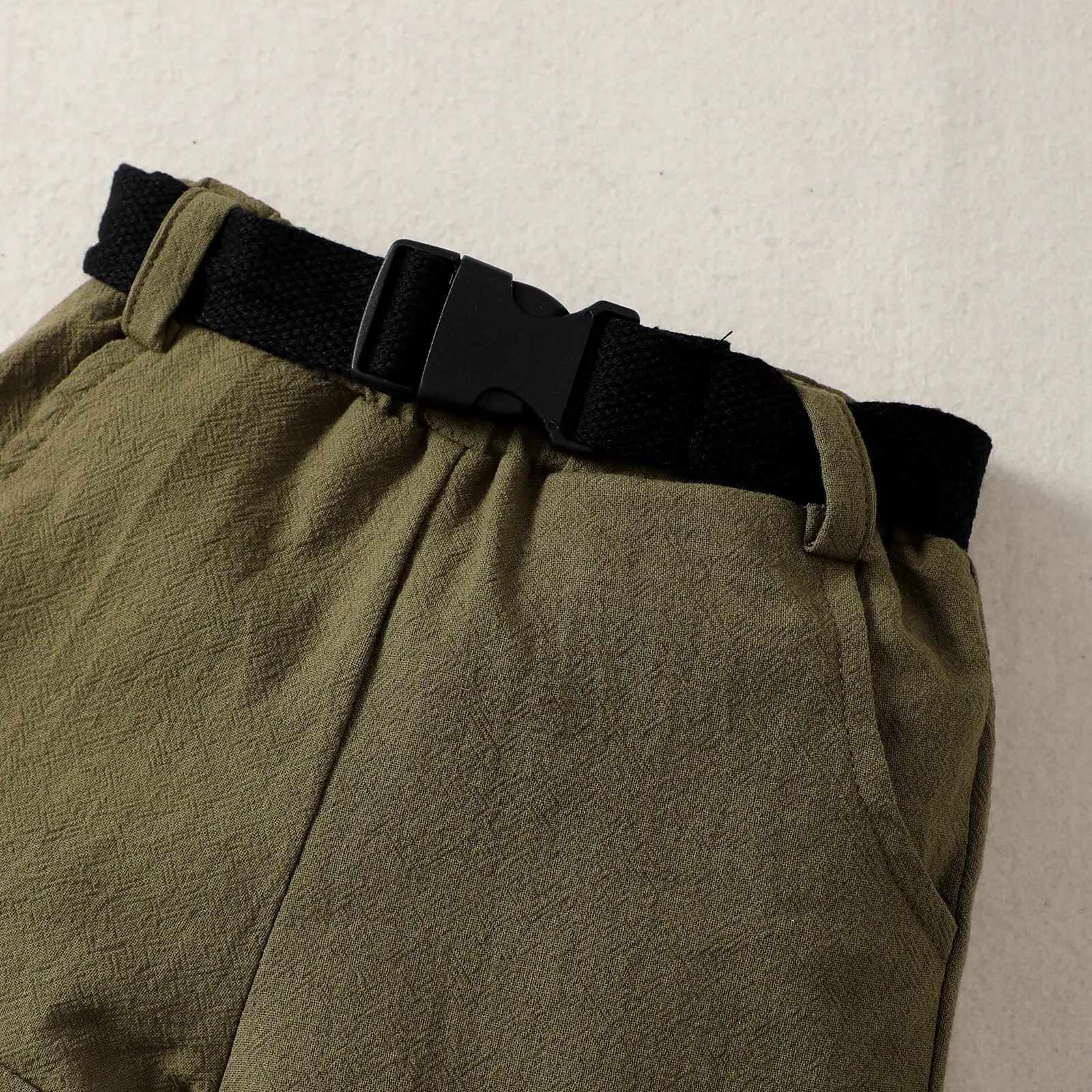 Baby boy Casual Set solid Color Top+Military green short sleeved Two-piece Set suitable for Toddlers aged 0-24 Months Summer Set