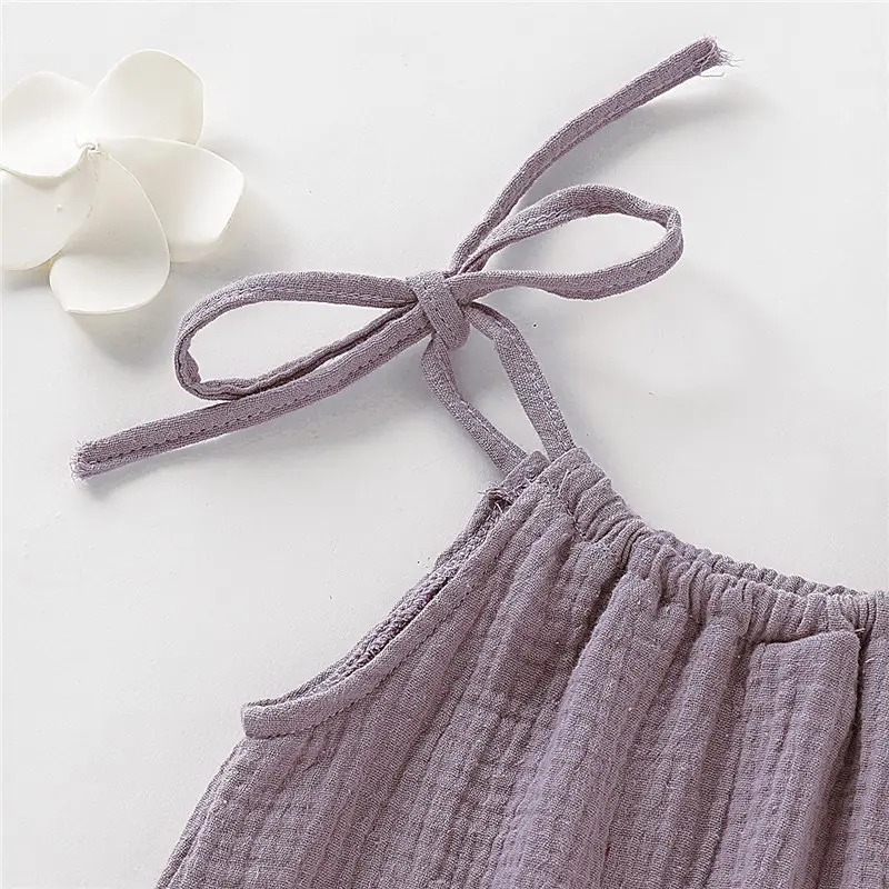 Summer Dress for Girls Lace up and Ruffled Edges Purple Dress Suitable for Cute Little girls aged 1-5, Children's clothing