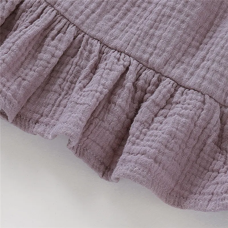 Summer Dress for Girls Lace up and Ruffled Edges Purple Dress Suitable for Cute Little girls aged 1-5, Children's clothing