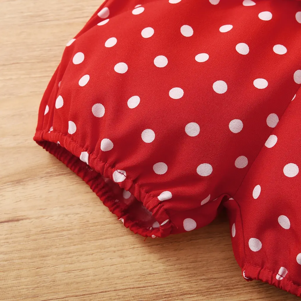 Baby Girl 0-18 Months 3PCS Clothing Set Love Short Sleeve Romper+Polka Dot Shorts+Headband Summer Daily Casual Newborn Baby Girl