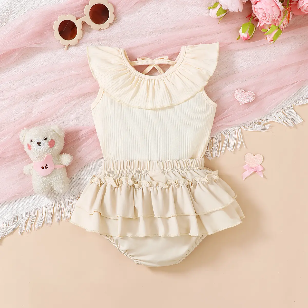 0-3 Year Baby Girl Doll Collar Sleeveless Top+Cake Skirt Set Toddler Summer Set fit for Mothers' Little Princess Baby Clothing