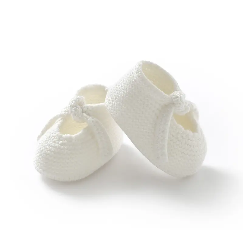 Baby Girls Socks Shoes Solid Hand Knitted Newborn Infant Anti-Slip First Walkers 0-1Y Toddler Soft Soled Crochet Kids Prewalkers