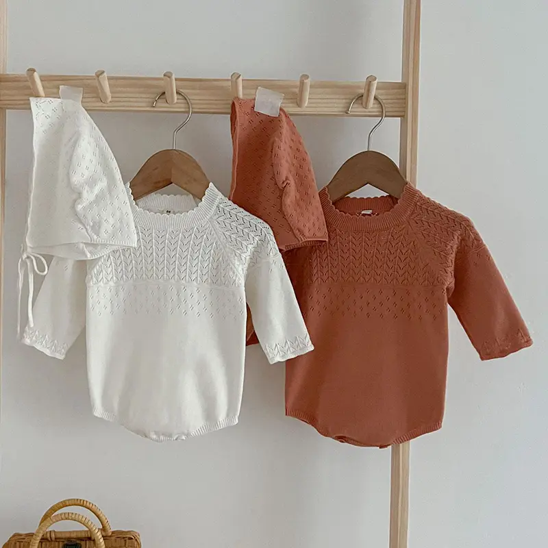 Spring Autumn Newborn Kids Baby Boys Girls Long Sleeve Solid Color Knit Jumpsuit Infant Baby Girls Boys Clothes Rompers