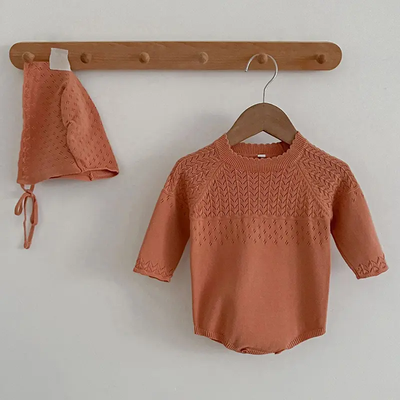 Spring Autumn Newborn Kids Baby Boys Girls Long Sleeve Solid Color Knit Jumpsuit Infant Baby Girls Boys Clothes Rompers