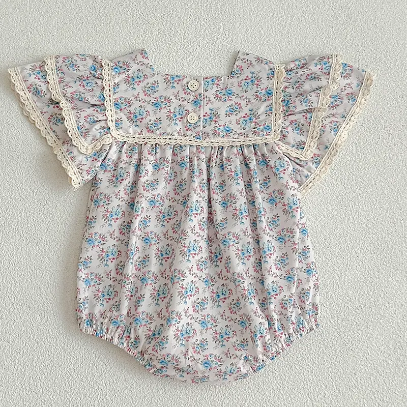 2024 Infant Baby Girls Rompers Clothes Summer Baby Girls Rompers Newborn Kids Baby Girls Sweet Flower Printing Princess Rompers