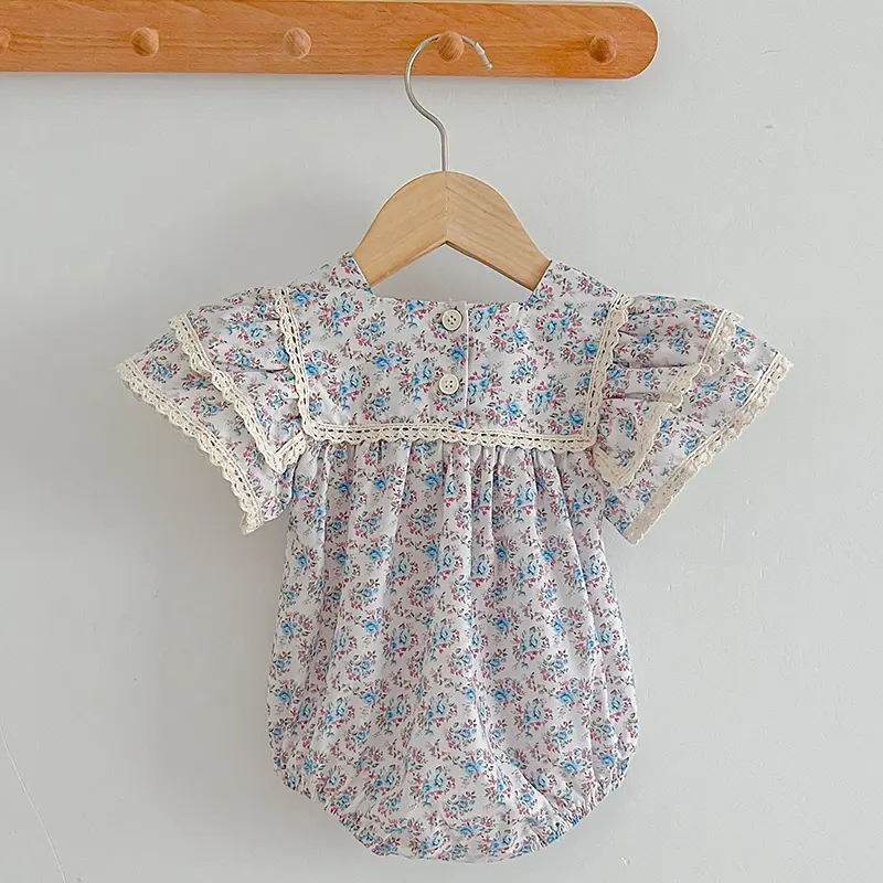 2024 Infant Baby Girls Rompers Clothes Summer Baby Girls Rompers Newborn Kids Baby Girls Sweet Flower Printing Princess Rompers