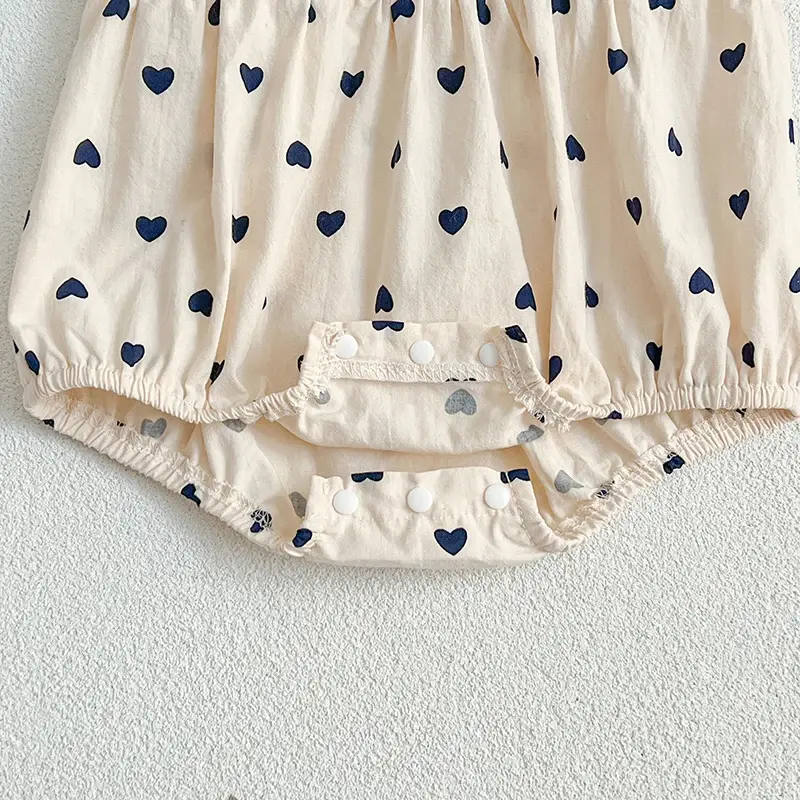 Summer Love Print Jumpsuit 0-24M Children Clothes Climbing Suit Lace Ruffled Fly Sleeves Cotton Print Toddler Baby Girl Jumpsuit