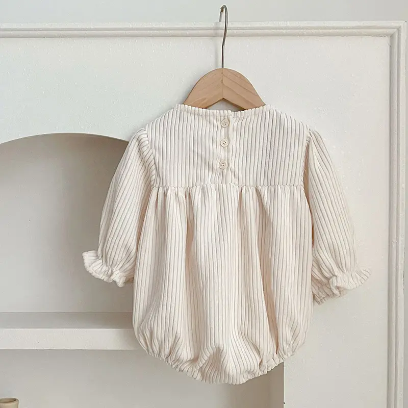 Kids Baby Girls Romper Cotton Embroidered Flowers Corduroy Casual Romper Newborn Jumpsuit Newborns Cute Princess Clothing Korean