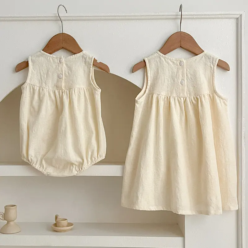 Sisters Girls Dress Summer Baby Clothes Embroidery Sleeveless Dress Newborn Romper Infant Jumpsuit Sweet Princess Clothing Gifts