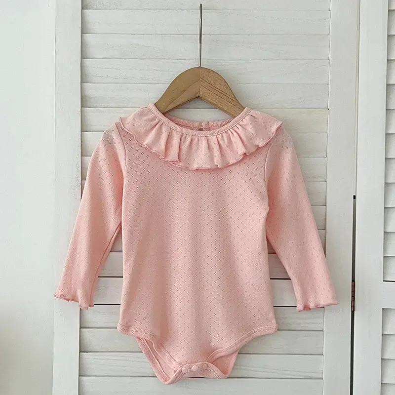 0-3Yrs Kids Baby Girls Jumpsuit Ruffled Collar Jumpsuit Cotton Spring Infant Baby Girls Clothes Newborn Baby Girls Lace Rompers