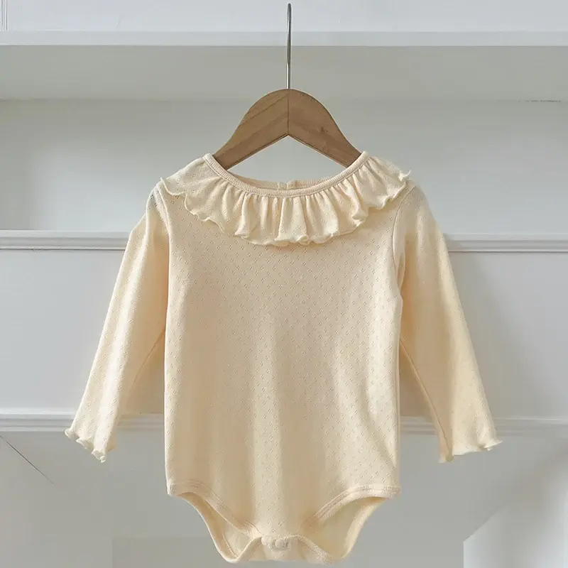0-3Yrs Kids Baby Girls Jumpsuit Ruffled Collar Jumpsuit Cotton Spring Infant Baby Girls Clothes Newborn Baby Girls Lace Rompers