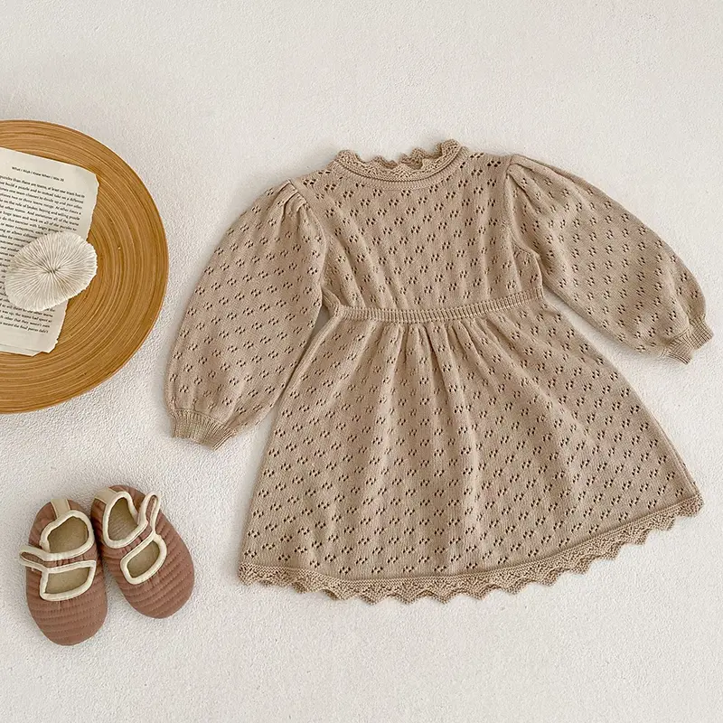 Brother Sisters Clothes Child Kniting Dress ﻿Baby Romper Girls Hollow Out Knit Dresses Toddler Girl Sweater Winter Knit Dress