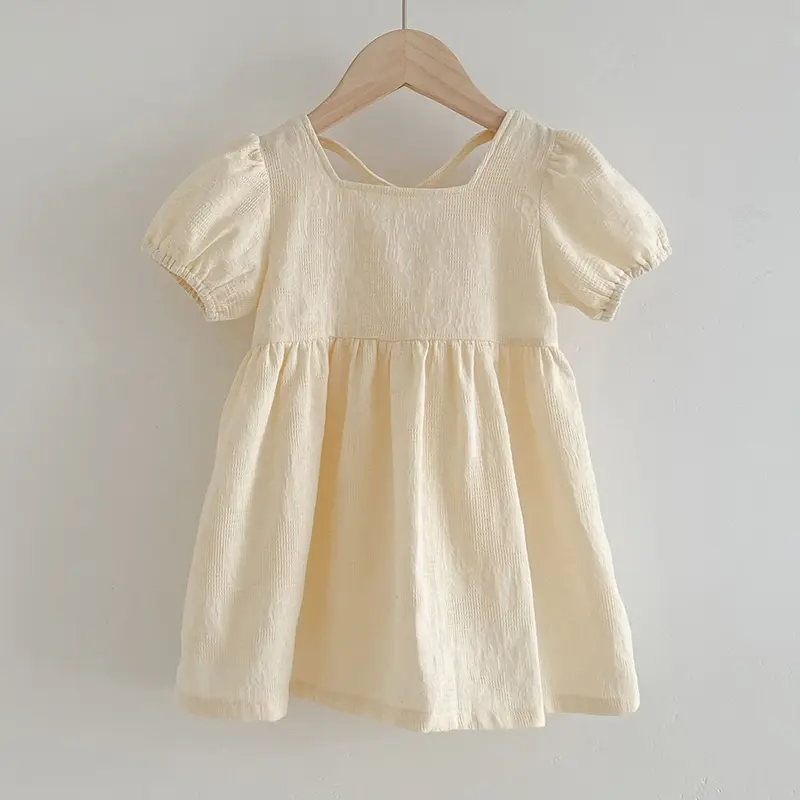 Summer Newborn Toddler Baby Girls Pure Color Jumpsuit Sweet Baby Girls Short Sleeves Kids Princess Dress Girls Sister Clothes