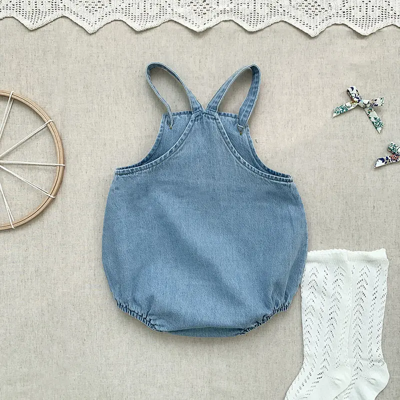 2025 Baby Boy Girl Romper Cowboy Sleeveless Jumpsuit Toddler Baby Boy Girl Romper Solid Color Boy Casual Costume Baby Romper